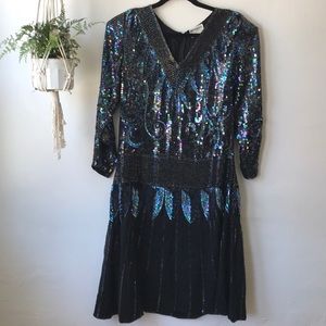 Vintage sequin drop waist dress